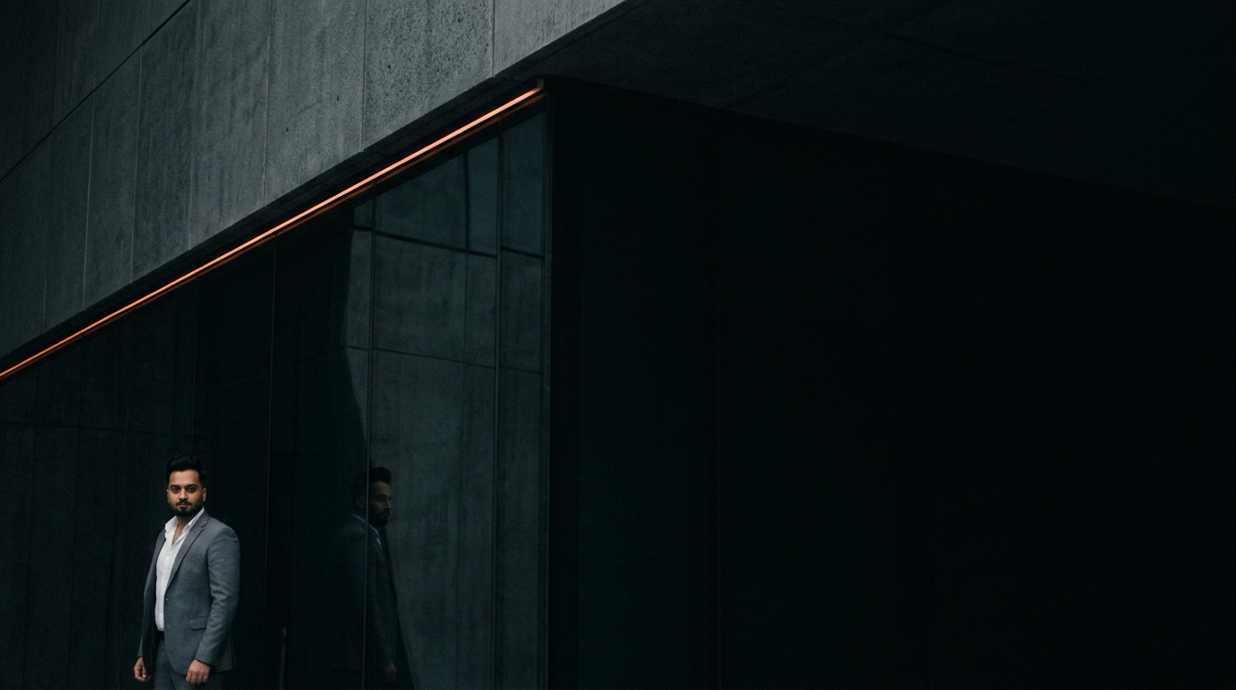 Asfand Aly photographed in a quiet architectural interior